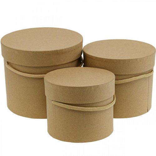 Lahjarasia pyöreä kukkalaatikko beige Ø12.5/14.5/16.5cm 3 kpl setti