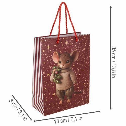Hiiri- ja tähtiaiheinen lahjakassi jouluksi, 24 cm, 2 kpl | Floristik24.fi