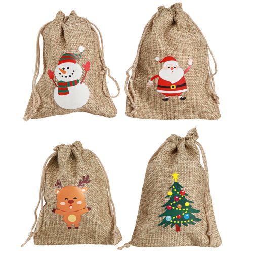 Floristik24 Lahjakassi Joulujuuttipussi luonnollinen 10×13cm 8kpl