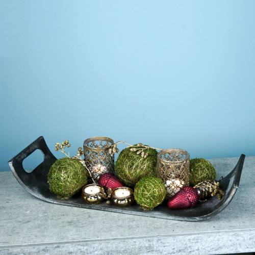 Floristik24 Kaareva metallitarjotin 59cm Antiikkilook Kultainen, musta