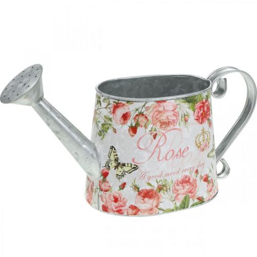Nostalginen koristekannu, metallikannu, ruusujen istutusastia K15,5cm L28,5cm