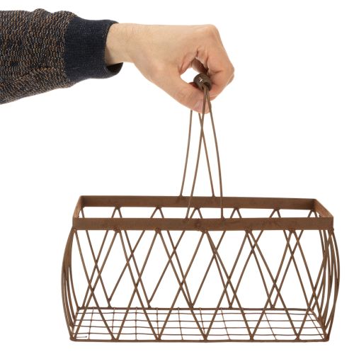 Metallikori, metallia, ruosteenvärinen, 28x13,5x14cm, 2 kpl | Floristik24.fi