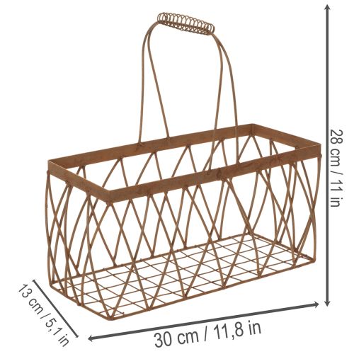 Metallikori, metallia, ruosteenvärinen, 28x13,5x14cm, 2 kpl | Floristik24.fi