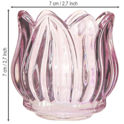 kohteita Lasinen kynttiläteline kynttilä lasitulppaani violetti Ø7cm K7cm 2kpl