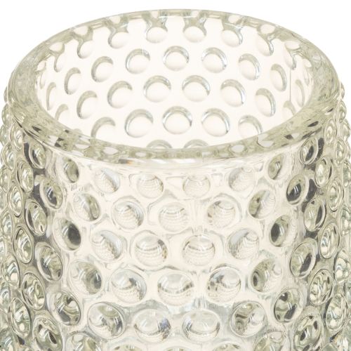 kohteita Lasinen tuikkupidike, jossa pistemäiset ja uralliset pohjaosat, korkeus 15 cm, 2 kpl