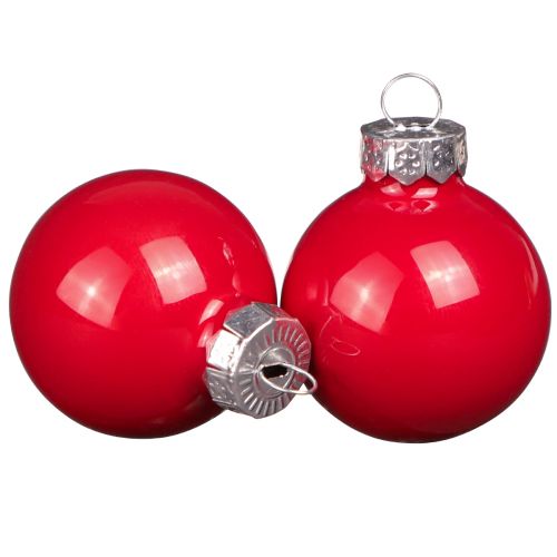 Lasiset joulupallot punainen emali look mini Ø3cm 22 kpl