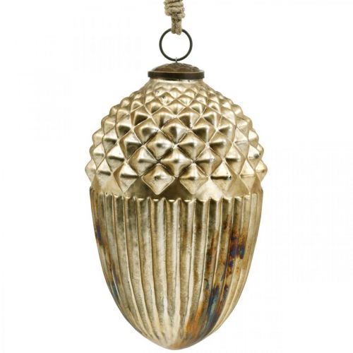 Floristik24 Syyskoristeita, koristeellinen tammenterho aitoa lasia, adventti, antiikki look Ø12cm H21cm