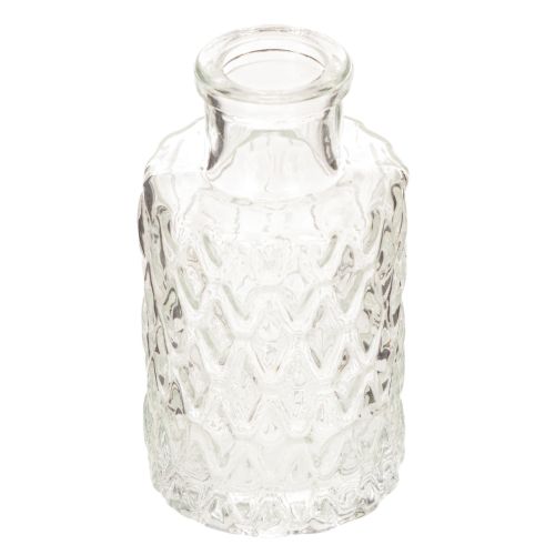 Mini lasinen maljakko timanttikuviolla, pieni pöytämaljakko, pullo, läpinäkyvä, 9 cm, 6 kpl ostaa | Floristik24.fi