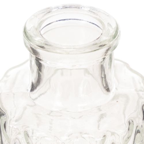 Mini lasinen maljakko timanttikuviolla, pieni pöytämaljakko, pullo, läpinäkyvä, 9 cm, 6 kpl | Floristik24.fi