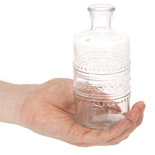 Lasipullo kuvioinnilla, lieriömäinen, kirkas, koristeellinen maljakko, 15 cm, 6 kpl | Floristik24.fi