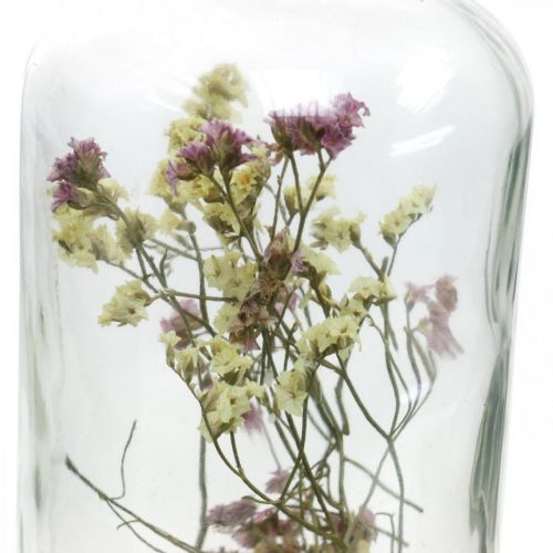 Floristik24 Lasi kynttilänjalalla, lasikoristeet kuivatuilla kukilla H16cm Ø8,5cm