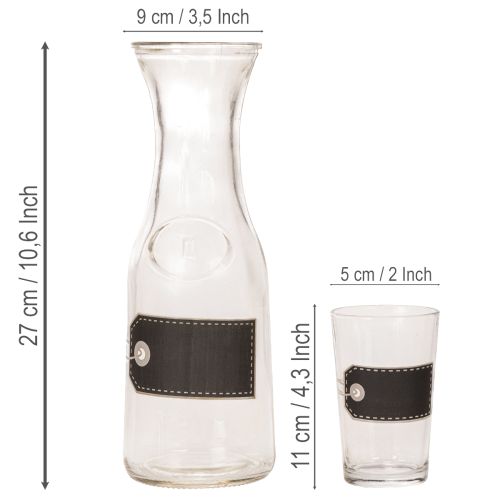Lasikannu K 27 cm, neljä lasia K 11 cm | Floristik24.fi
