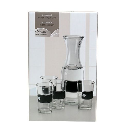 kohteita Lasikannu H27cm, 4 lasia H11cm