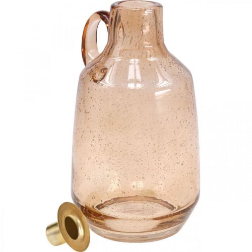 Floristik24 Kynttilänjalka Lasi Kynttilä Vaaleanruskea Lasi Deco H22cm