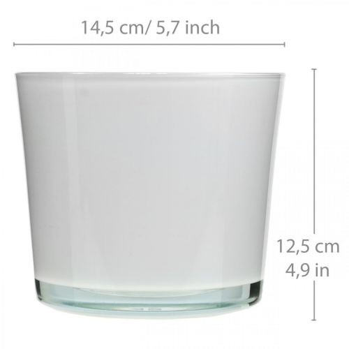 kohteita Valkoinen lasikukkaruukku lasiallas Ø14,5cm K12,5cm
