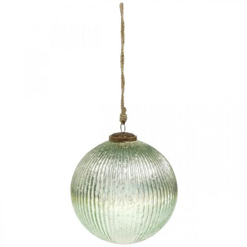 Floristik24 Joulupallo lasi iso ripustamiseen vihreä, kultainen vintage Ø20cm