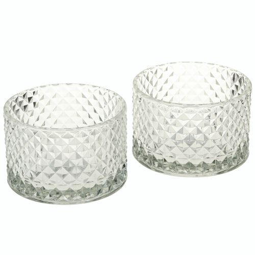 kohteita Lasikulho kynttilänpidike retro timanttikirkas Ø10,5cm 2kpl