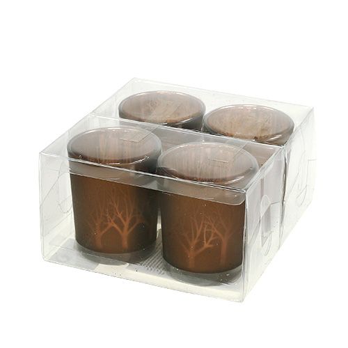Floristik24 Lasivalo, kuviollinen ruskea Ø5,5cm K6,5cm 4kpl