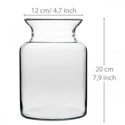 kohteita Lasinen kukkamaljakko leveä kirkas Ø12cm K20cm