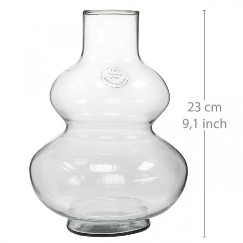 Lasimaljakko pyöreä kukkamaljakko koristemaljakko kirkas lasi Ø16cm K23cm