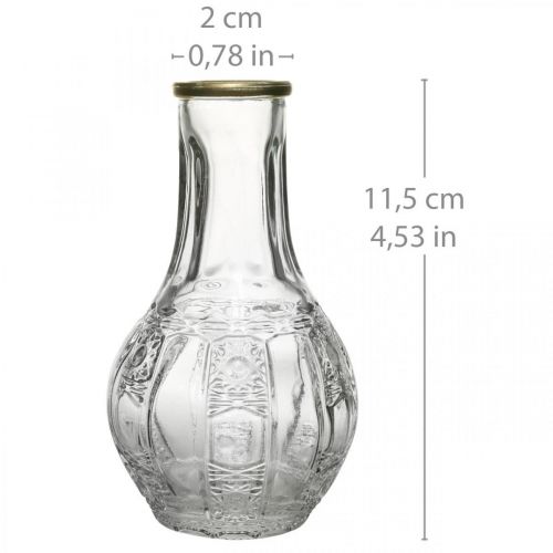 Floristik24 Lasimaljakko kristallin näköinen, kukkamaljakko kultareunuksella Ø6,5cm K11,5cm