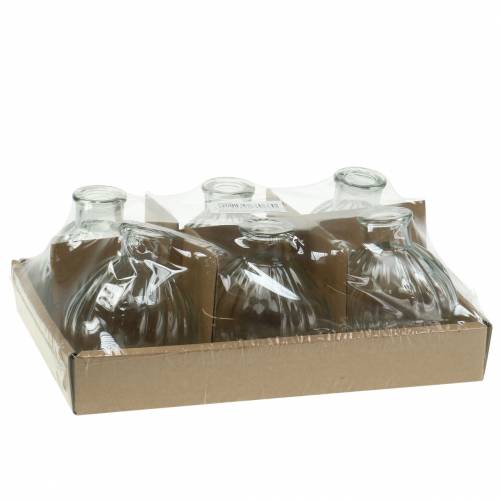 Floristik24 Koristeellinen lasimaljakko urilla Ø6,8cm K7,7cm 6 kpl