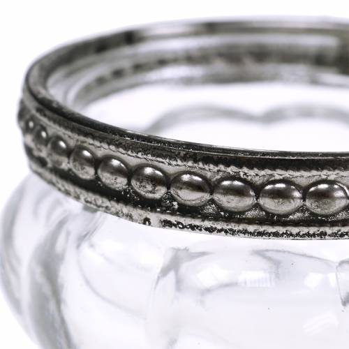 Floristik24 Antiikkinen teevalolasi metallireunalla Ø6cm K3,5cm