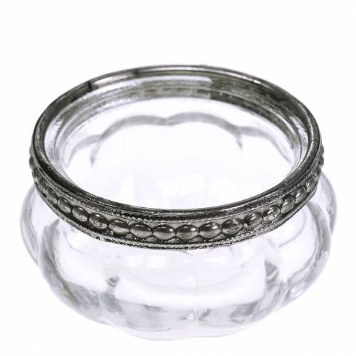 Floristik24 Antiikkinen teevalolasi metallireunalla Ø6cm K3,5cm