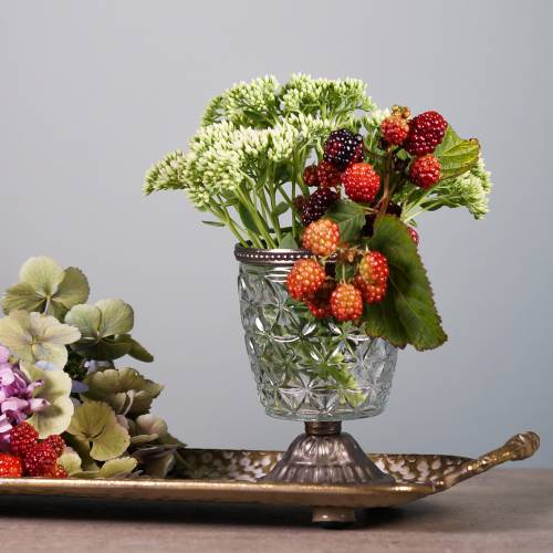 Floristik24 Lasilyhty antiikkipohjassa metallireunalla Ø9cm K13,5cm