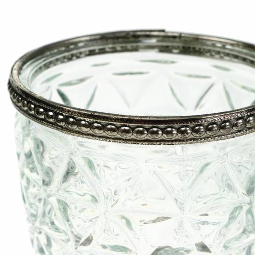 Floristik24 Lasilyhty antiikkipohjassa metallireunalla Ø9cm K13,5cm