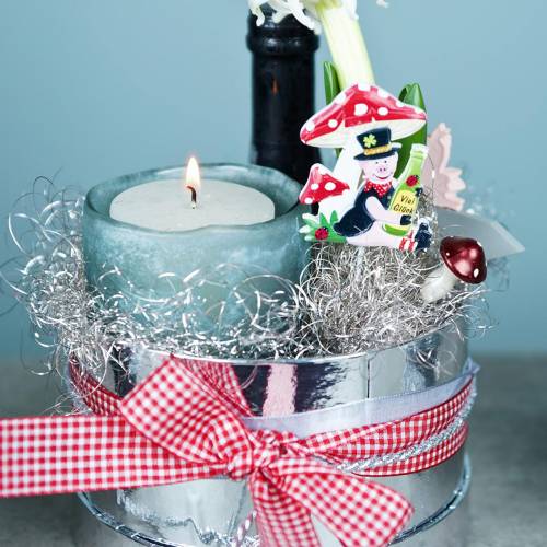 Floristik24 Lasi lyhty vihreä himmeä Ø8.5cm H9.5cm