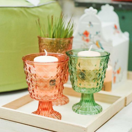 Floristik24 Lasinen lyhty Ø11,5cmH15,5cm turkoosi