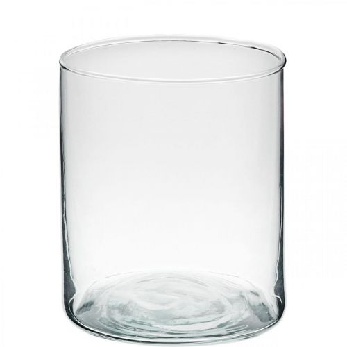 Pyöreä lasimaljakko, kirkas lasisylinteri Ø9cm K10,5cm