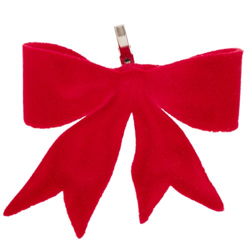 Koristeellinen punainen rusetti klipsillä. Monipuolinen joulukoriste. 11 cm, 4 kpl. ostaa | Floristik24.fi