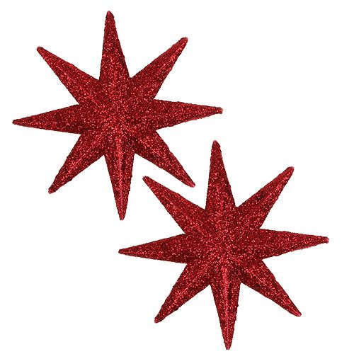 kohteita Glitter tähti punainen Ø10cm 12kpl