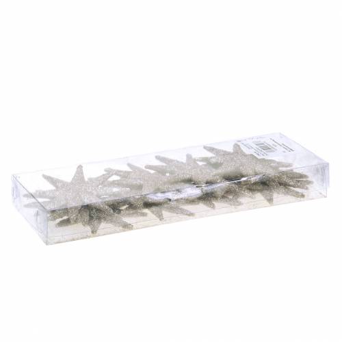 kohteita Koristeellinen tähti kimallesamppanja 10cm 12kpl