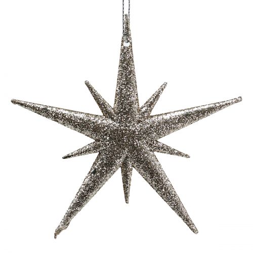 Floristik24 Glitter tähti vaalea kulta 13cm 12kpl