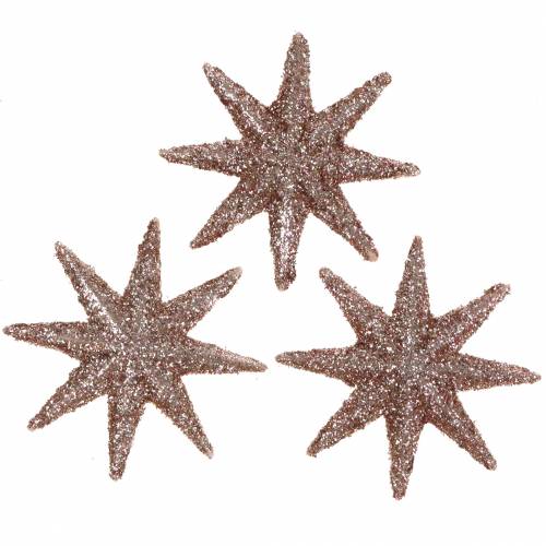 Floristik24 Star glitter rose gold 5cm 20 kpl