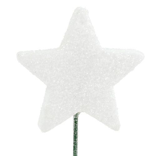 Floristik24 Glitter-tähti vaijerivalkoisella 4cm L22cm 60kpl