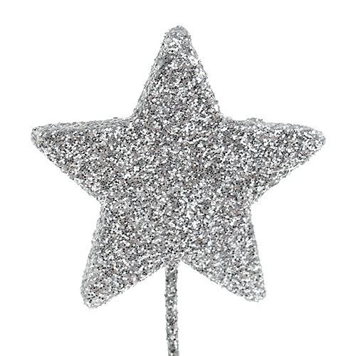 kohteita Glitter star hopea 4cm langalla 60kpl
