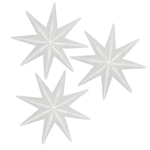 Floristik24 Glitter tähti valkoinen 10cm 12kpl