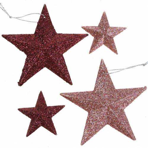 kohteita Glitter star pink mix 9,5/5cm 18 kpl