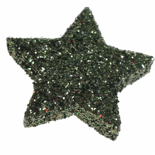 Floristik24 Tähti glitter vihreä 2,5cm 48 kpl