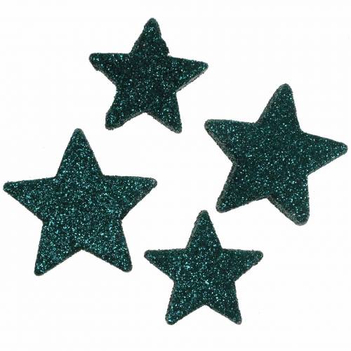 Floristik24 Kimalle tähdet ripottele smaragdi 4 / 5cm valikoituja 40kpl