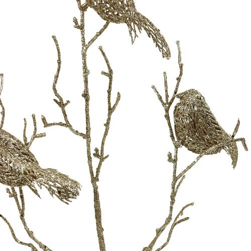 Glitter Branch lintujen kanssa 75cm kultainen | Floristik24.fi