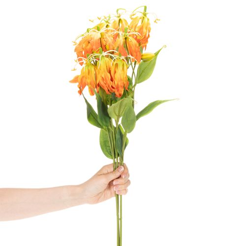 Keinotekoinen Gloriosa-oranssi kukka pitkillä varsilla maljakoihin 80 cm 3 kpl | Floristik24.fi