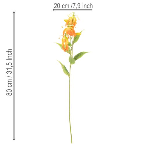 Keinotekoinen Gloriosa-oranssi kukka pitkillä varsilla maljakoihin 80 cm 3 kpl | Floristik24.fi