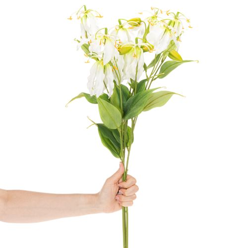 Tekokukka Gloriosa, valkoinen ja keltainen, elegantti kukkiva oksa koristeeksi, 80 cm, 3 kpl | Floristik24.fi