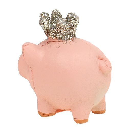 Floristik24 Lucky pig pink with kruunu 4cm 6kpl