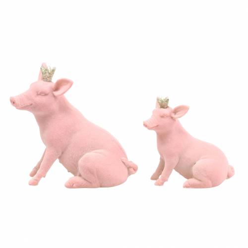Floristik24 Koristeellinen figuurisetti onnenporsas kultaisella kruunulla 12 × 7 × 13cm / 9,2 × 5,5 × 10cm 2kpl